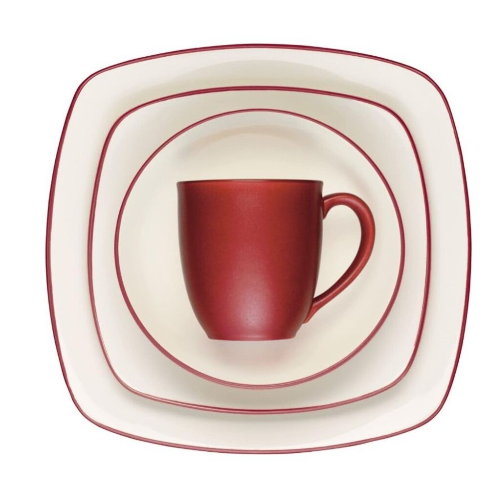 Noritake Colorwave Raspberry Square 4-Piece Stoneware Place Setting Set 8045-04P - Picture 5 of 8